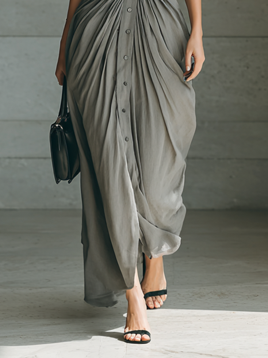 Zahara | Vestito lungo plissettato
