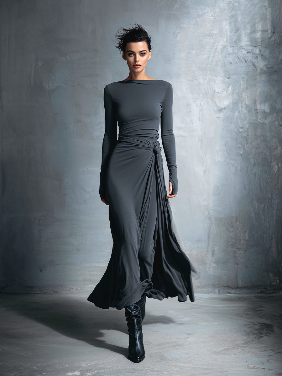 Naiara | Vestito lungo con nodo laterale