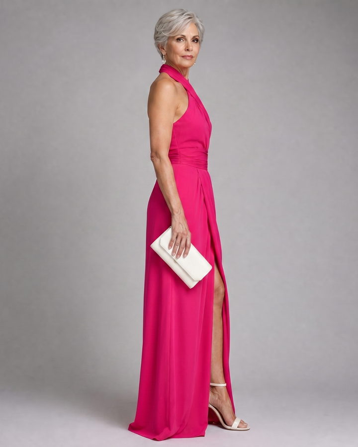 Veronica | Abito Midi Drappeggiato con Collo all&