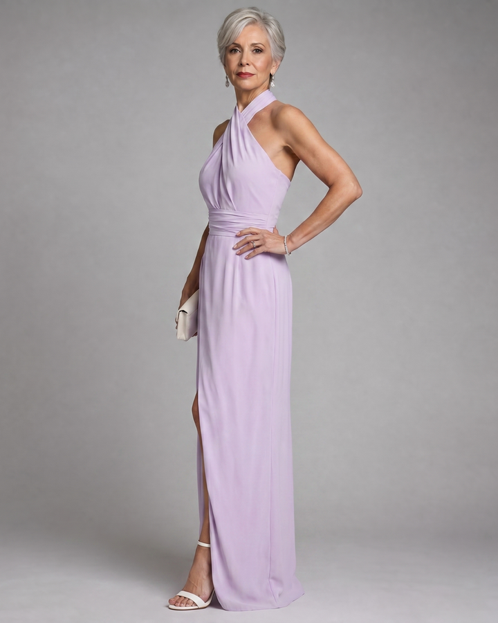 Veronica | Abito Midi Drappeggiato con Collo all&