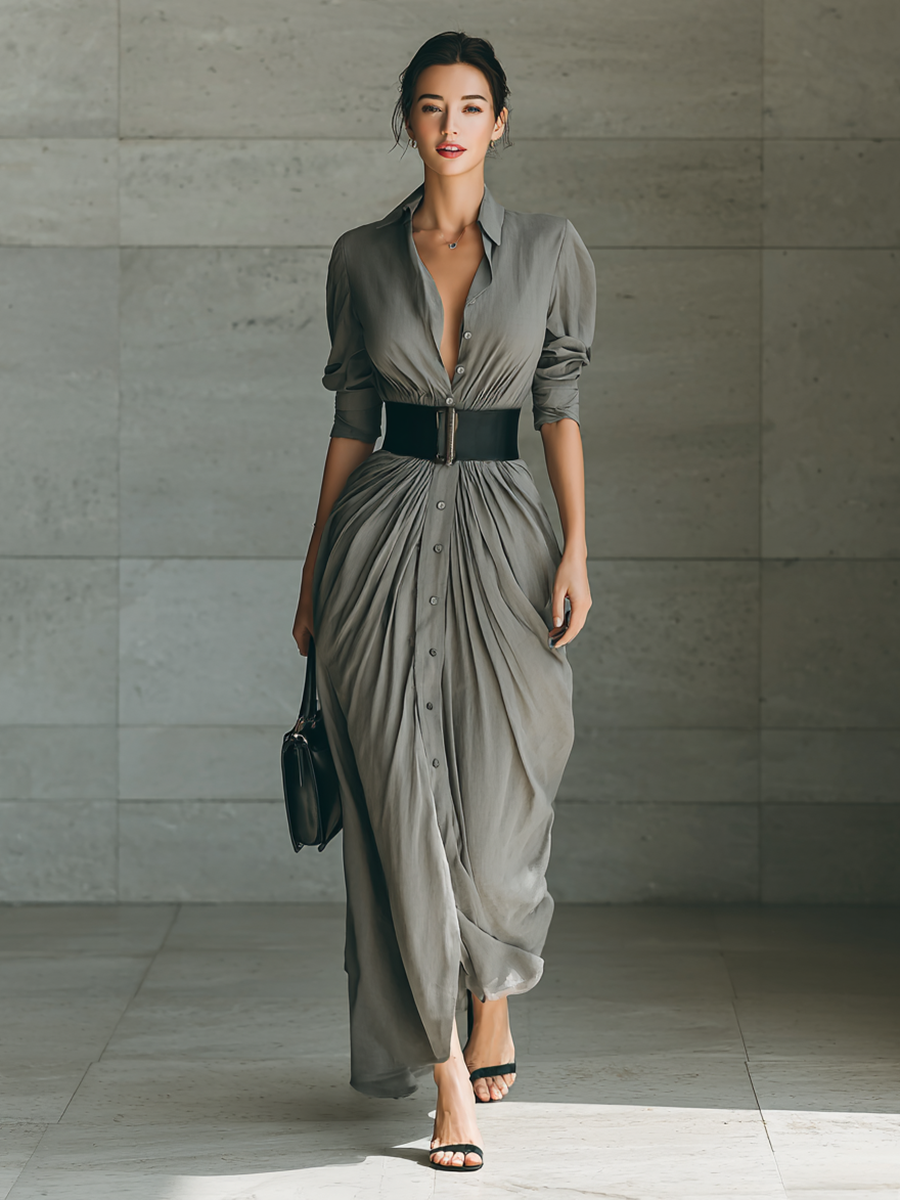 Zahara | Vestito lungo plissettato