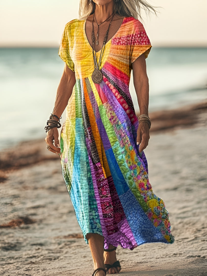 Luna | Vestito bohemiano con motivo estivo
