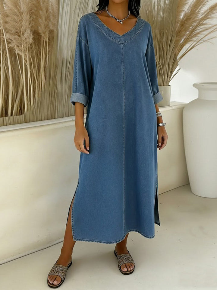 Valeria – Vestito in denim fluido con scollo a V
