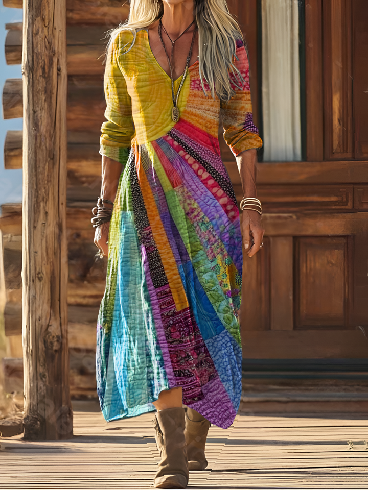 Luna | Vestito bohemiano con motivo estivo