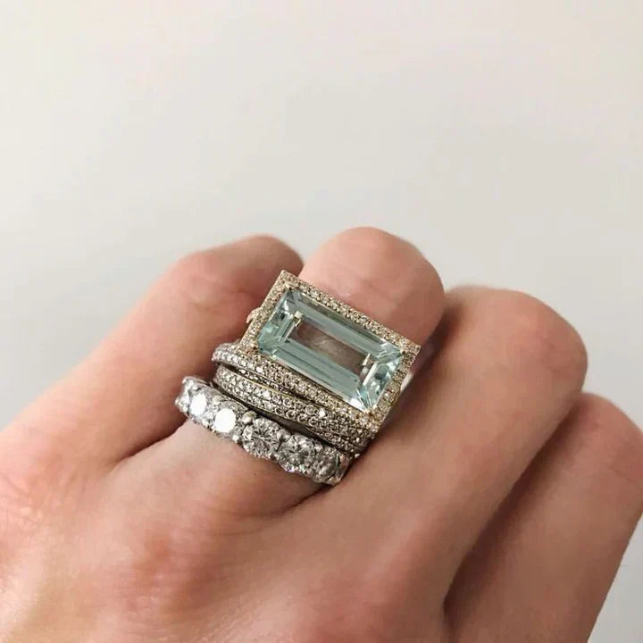 Set di anelli vintage in argento con vetro turchese