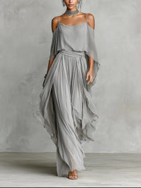 Isabela | Set fluido grigio con top a tiranti e pantaloni leggeri