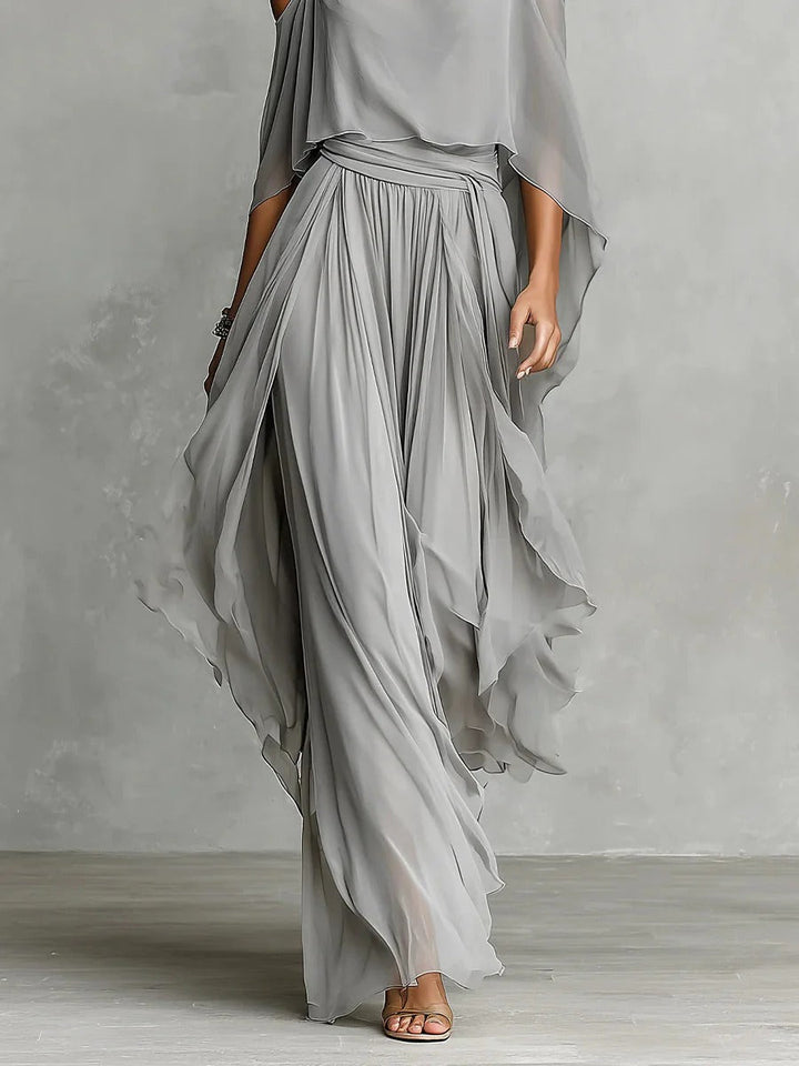 Isabela | Set fluido grigio con top a tiranti e pantaloni leggeri